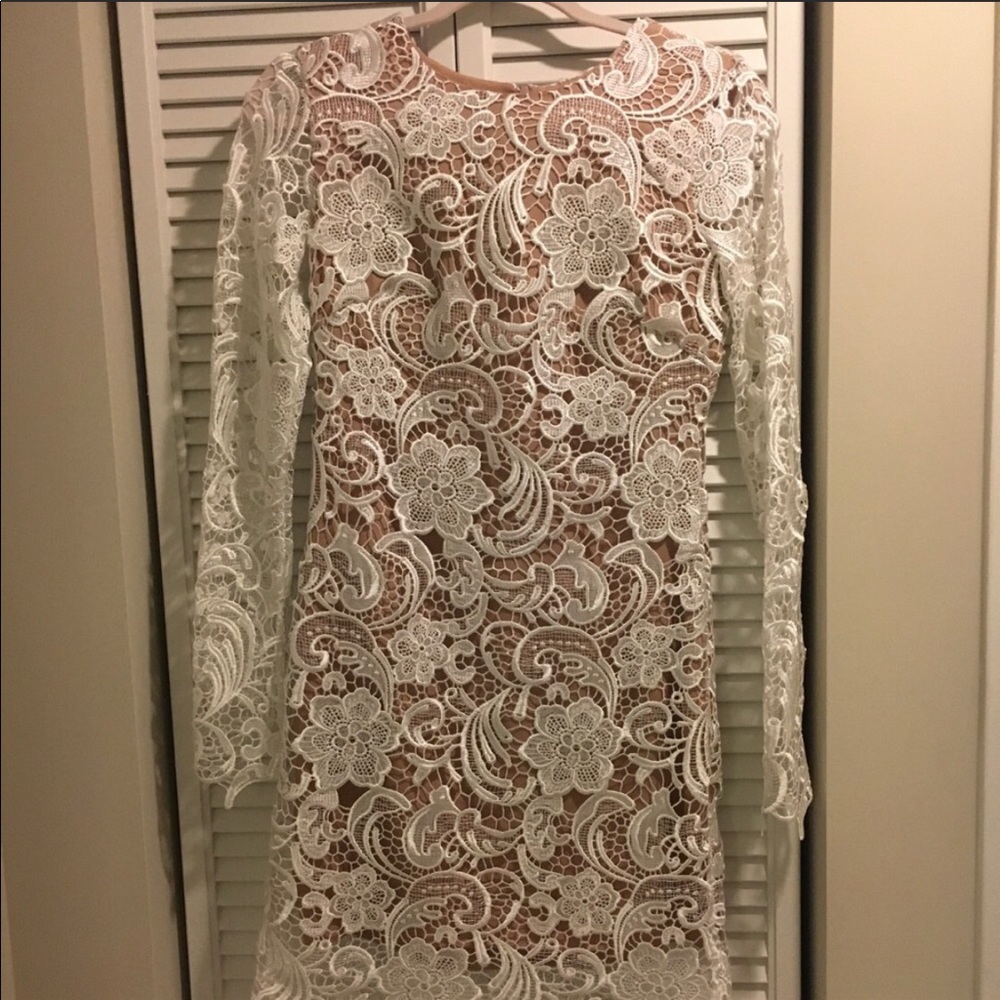 Dress the population long sleeve lace dress